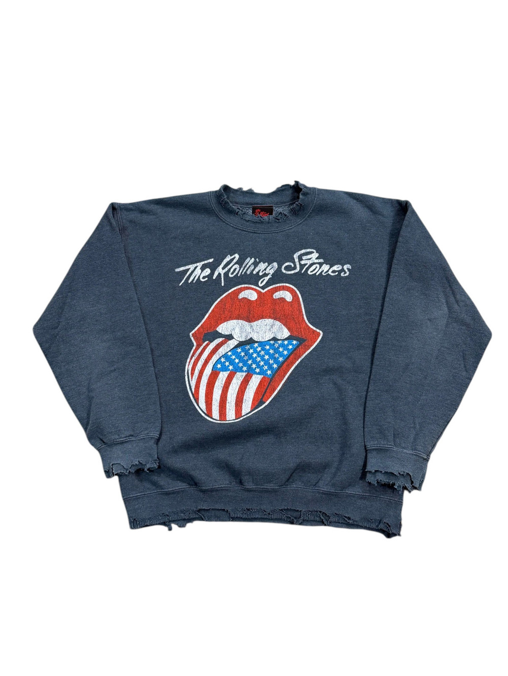 Vintage Y2K The Rolling Stones Lips Graphic Distressed Sweatshirt Size Medium